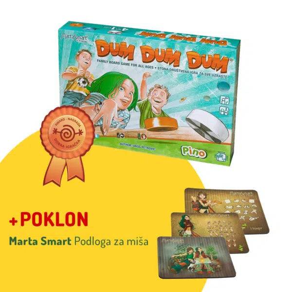 Društvena igra Dum Dum Dum – Pino igra za decu 7+ sa poklonom Marta Smart podloga za miša