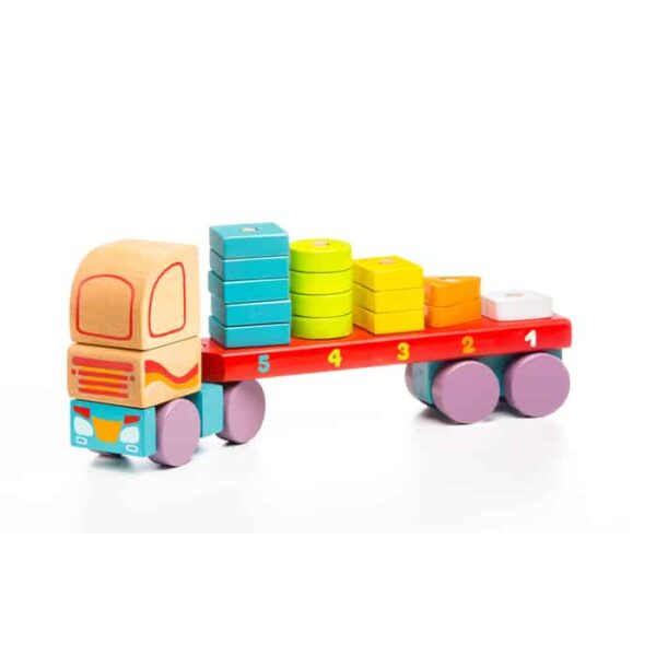 CUBIKA Drveni kamion sa geometrijskim figurama (19 elemenata) - RASPRODAJA - Image 1